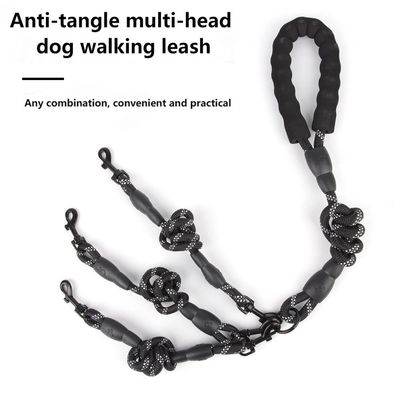 Guinzaglio per cani resistente con estremità multiple, a prova di groviglio, riflettente, allungabile
